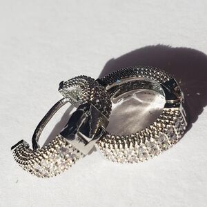 NWT SWAROVSKI CRYSTALS sterling silver plated Huggie Hoops Gift for Her 0.5 inch